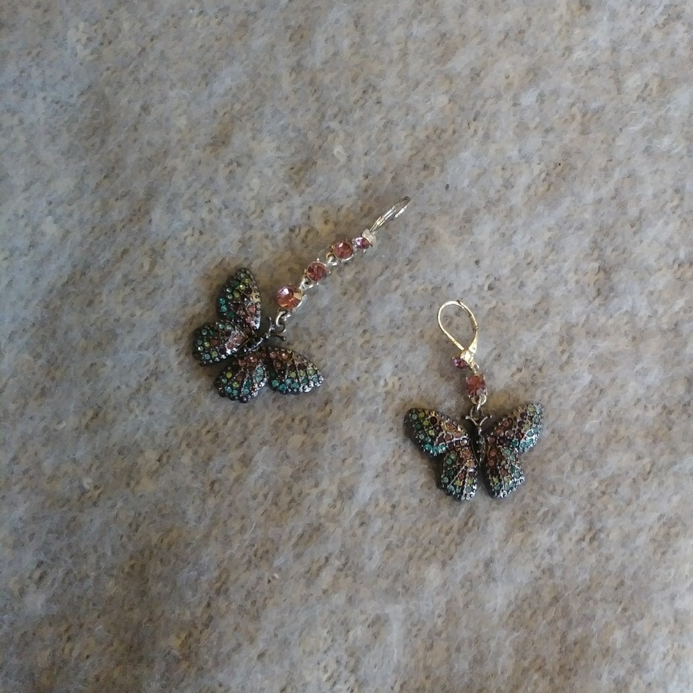 Betsey Johnson Asymmetrical Butterfly Earrings